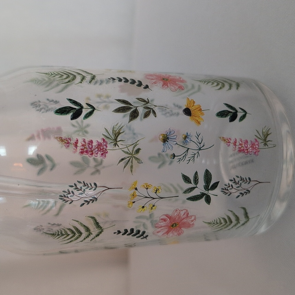 Floral Glass Tumbler with Straw 16oz. NWOT - Picture 3 of 3